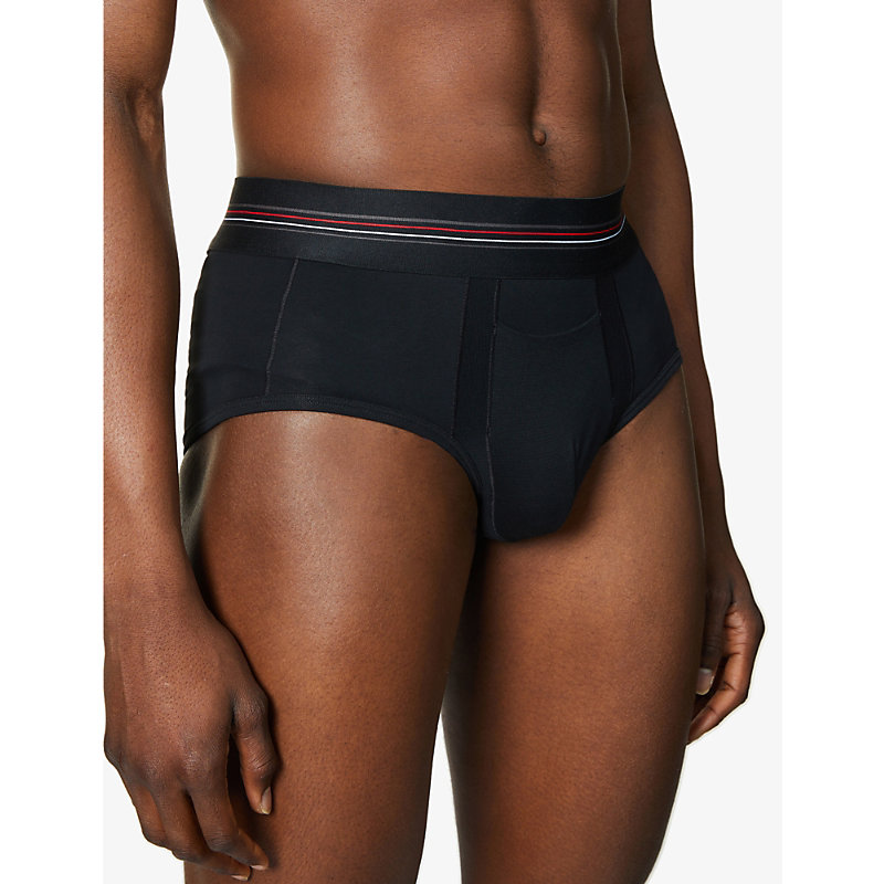 Mens Black Sculpt Mid-rise Regular-fit Stretch-cotton Briefs 