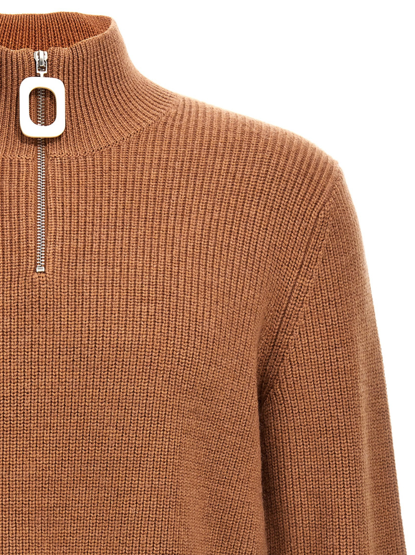 Puller half-zip ribbed jumper - Brown