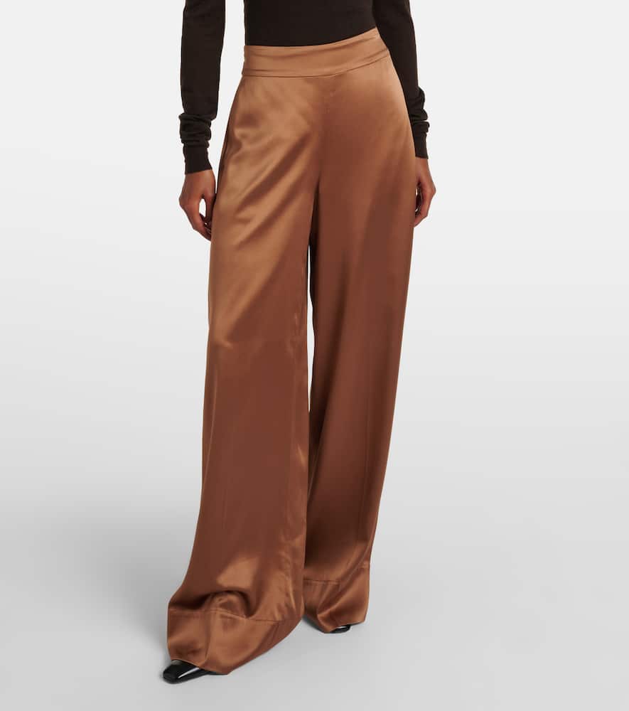 Dijon silk satin wide-leg pants