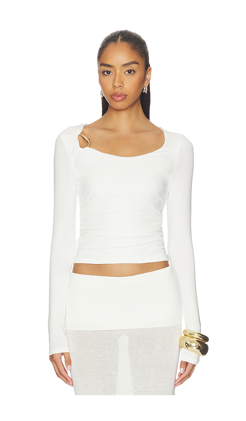SNDYS Ashley Scoop Neck Top in White. - L also in S