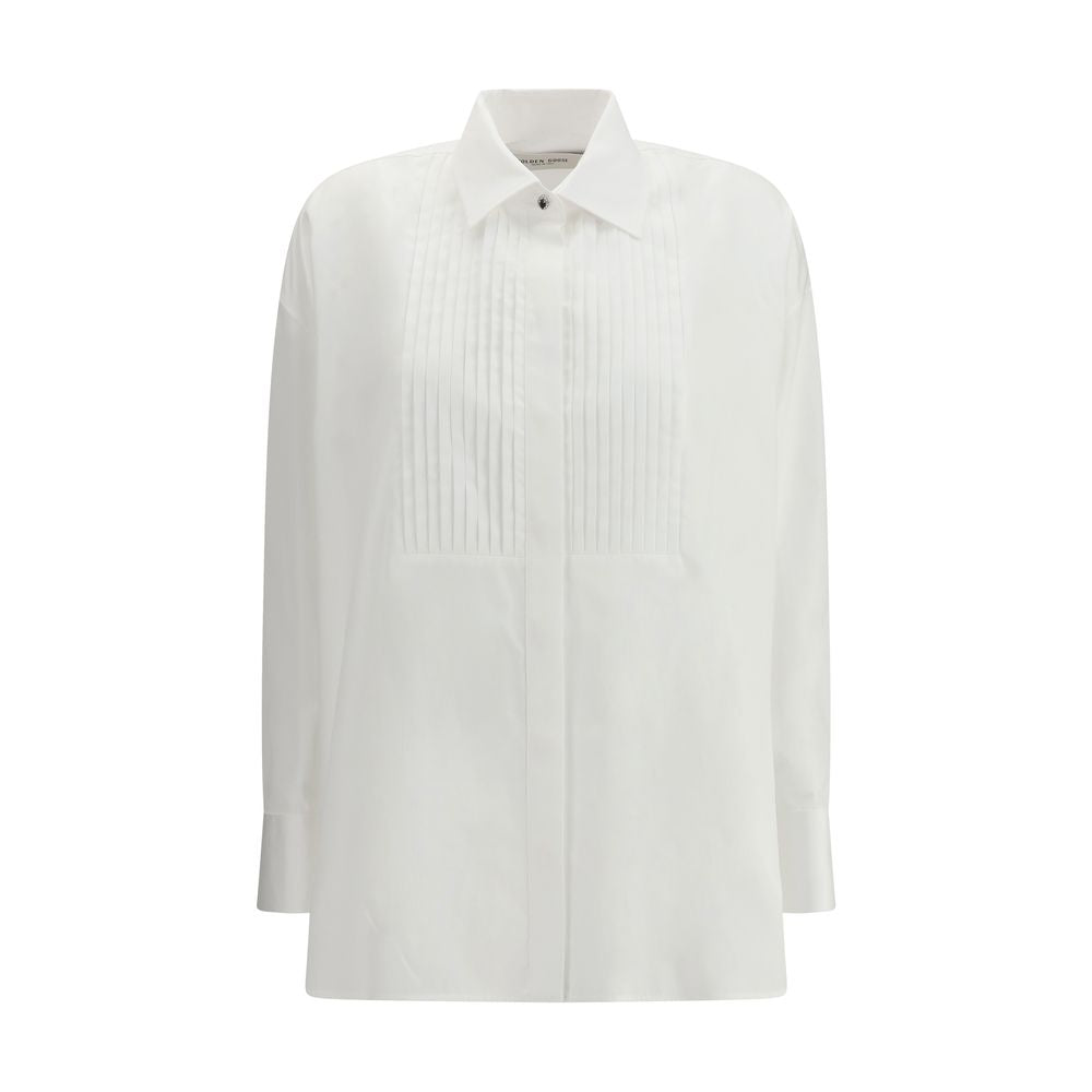 Pleated Cotton Poplin Shirt — White