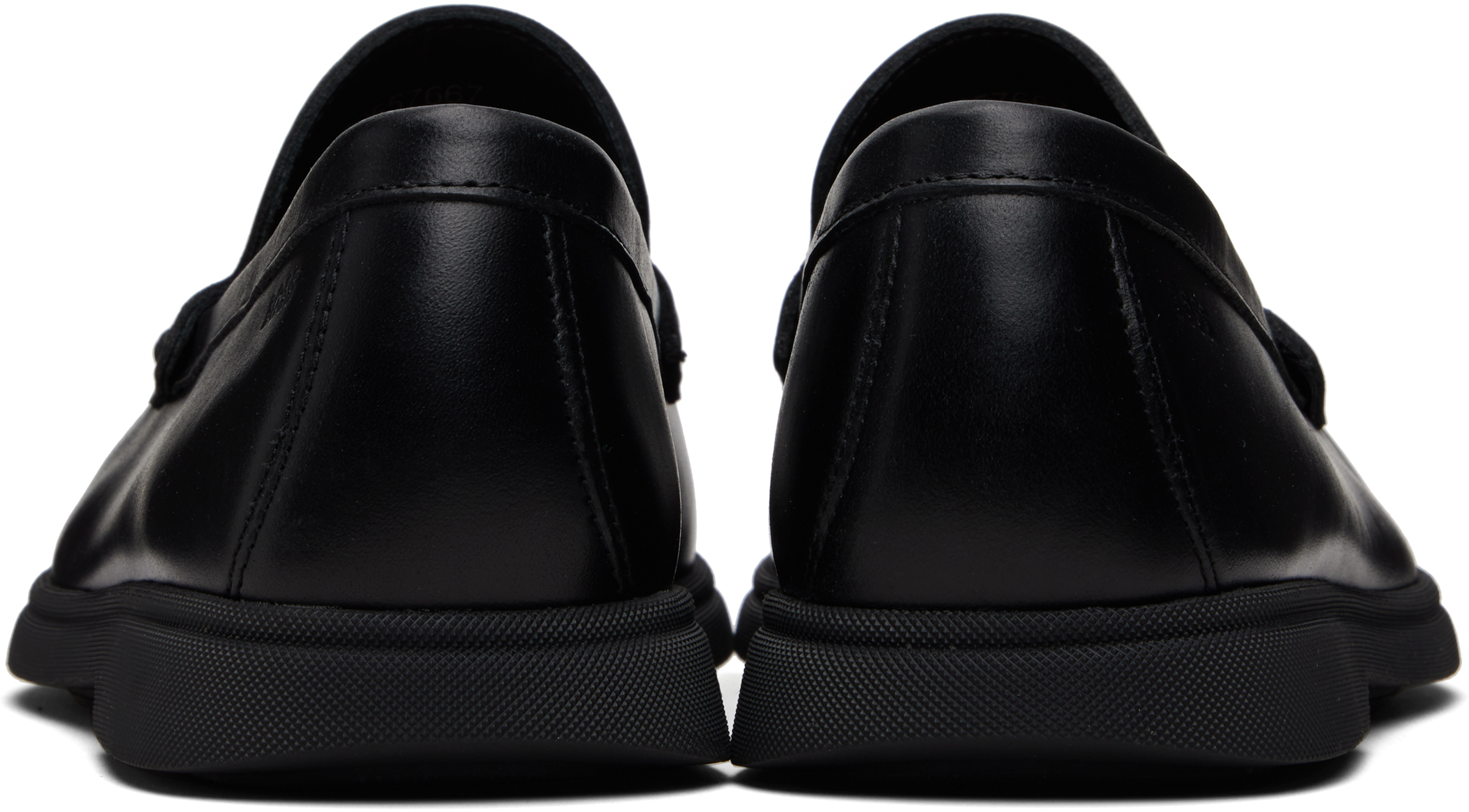 Black Emed-Logo Leather Loafers