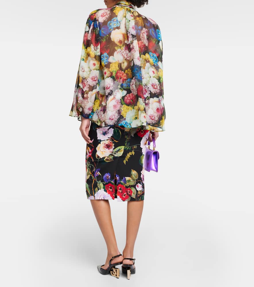 Floral silk chiffon blouse
