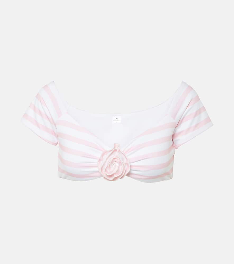 Stefani striped off-shoulder crop top