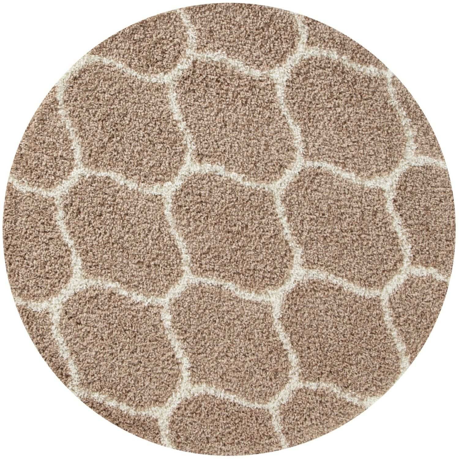 THE RUGS Unisex Moroccan Soft High Pile Shaggy Trellis Rugs & Runners Living Room in Beige | : x 150c