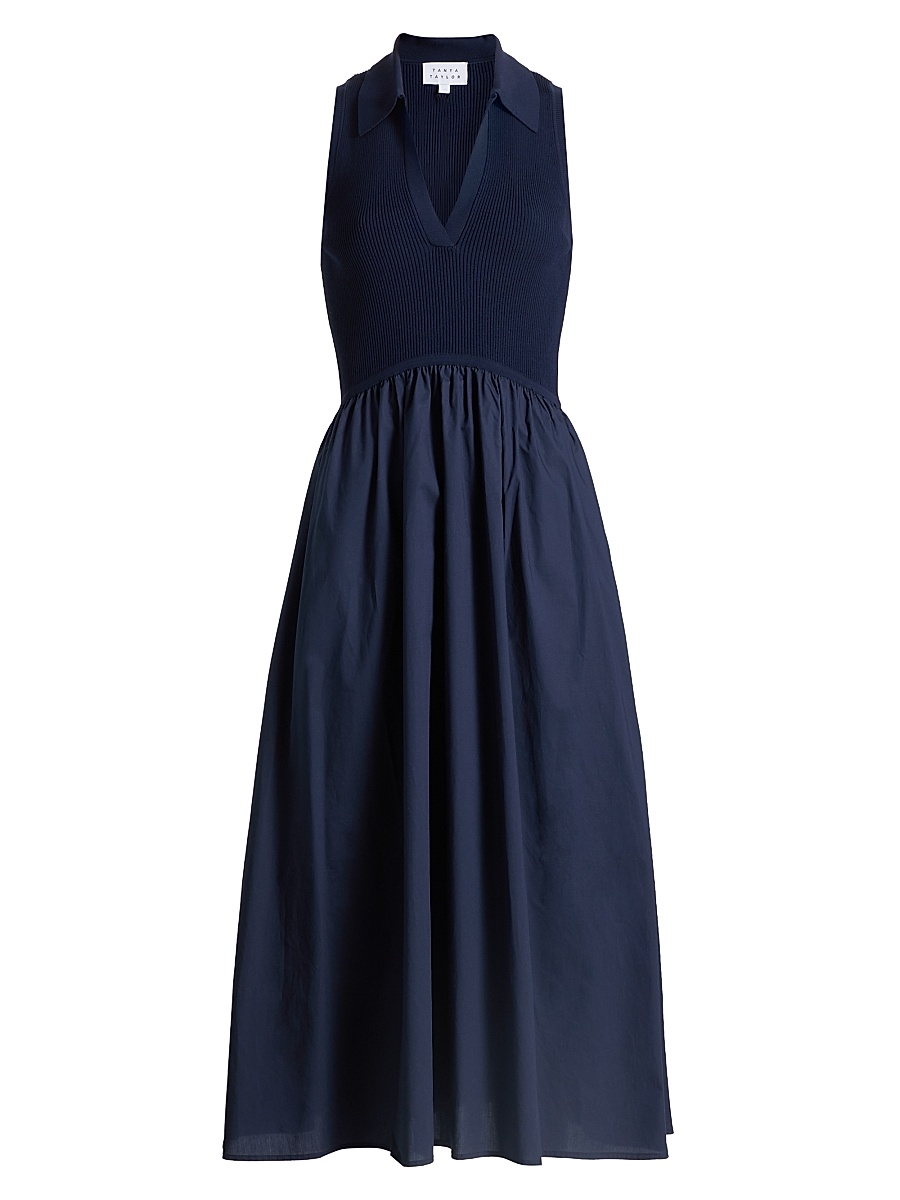 Women's Bess Mixed-Media Midi-Dress - Maritime Blue
