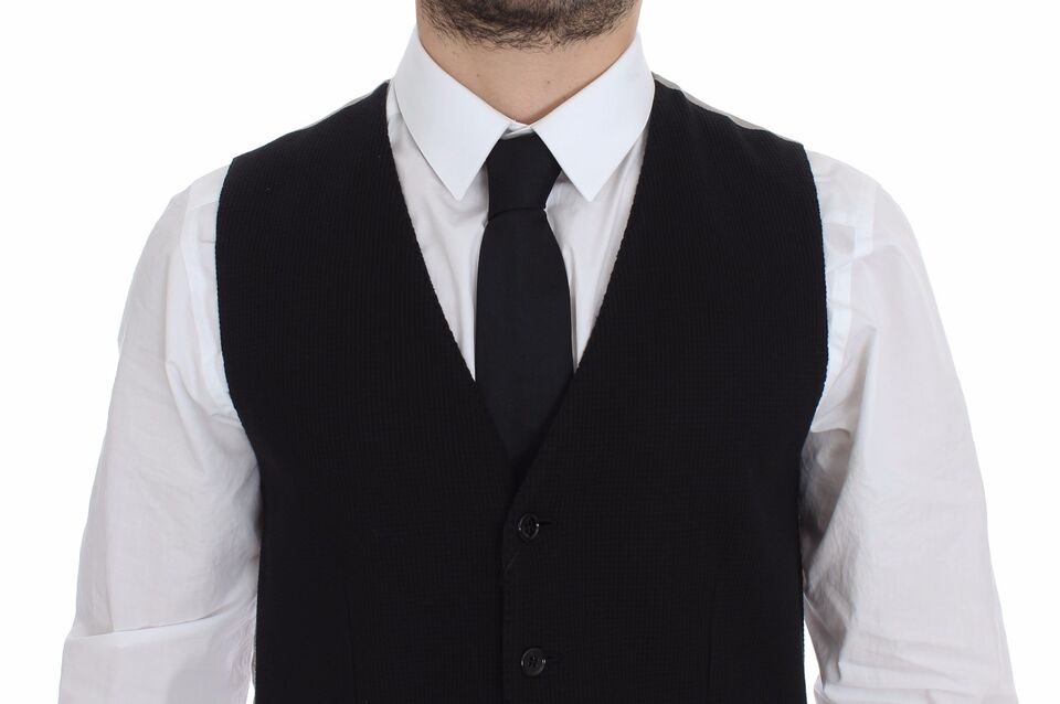 Silk-Lined Cotton Dress Vest — Black