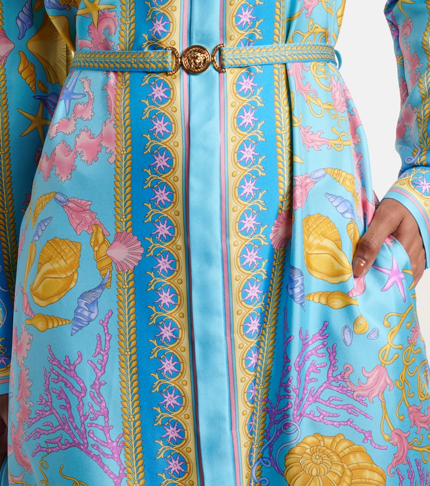 Underwater Barocco silk twill maxi dress