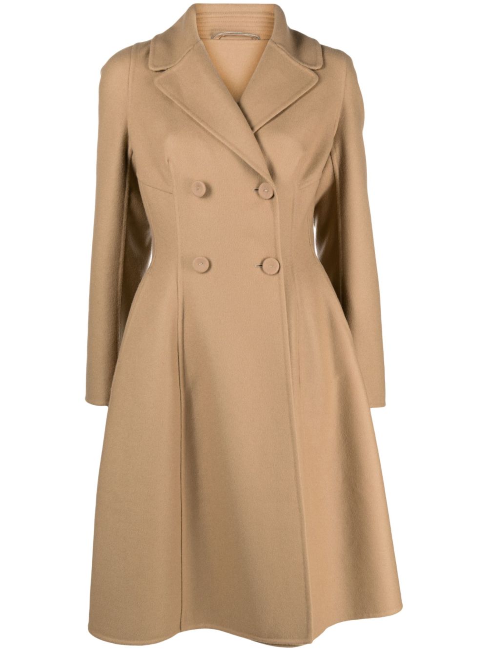 A-line double-breasted wool coat - Black