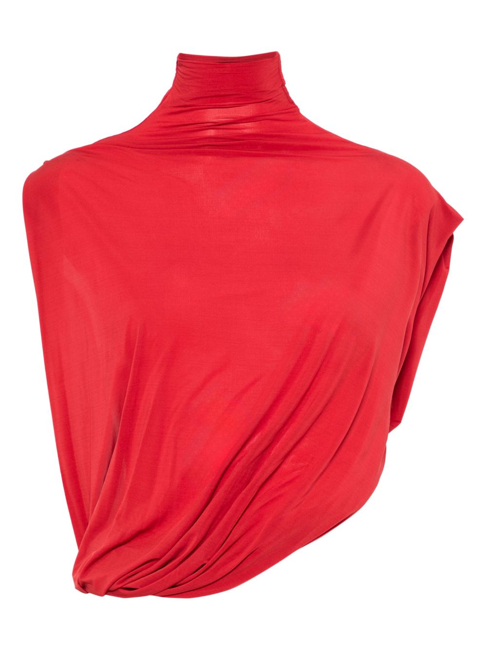 High-neck draped top - Red
