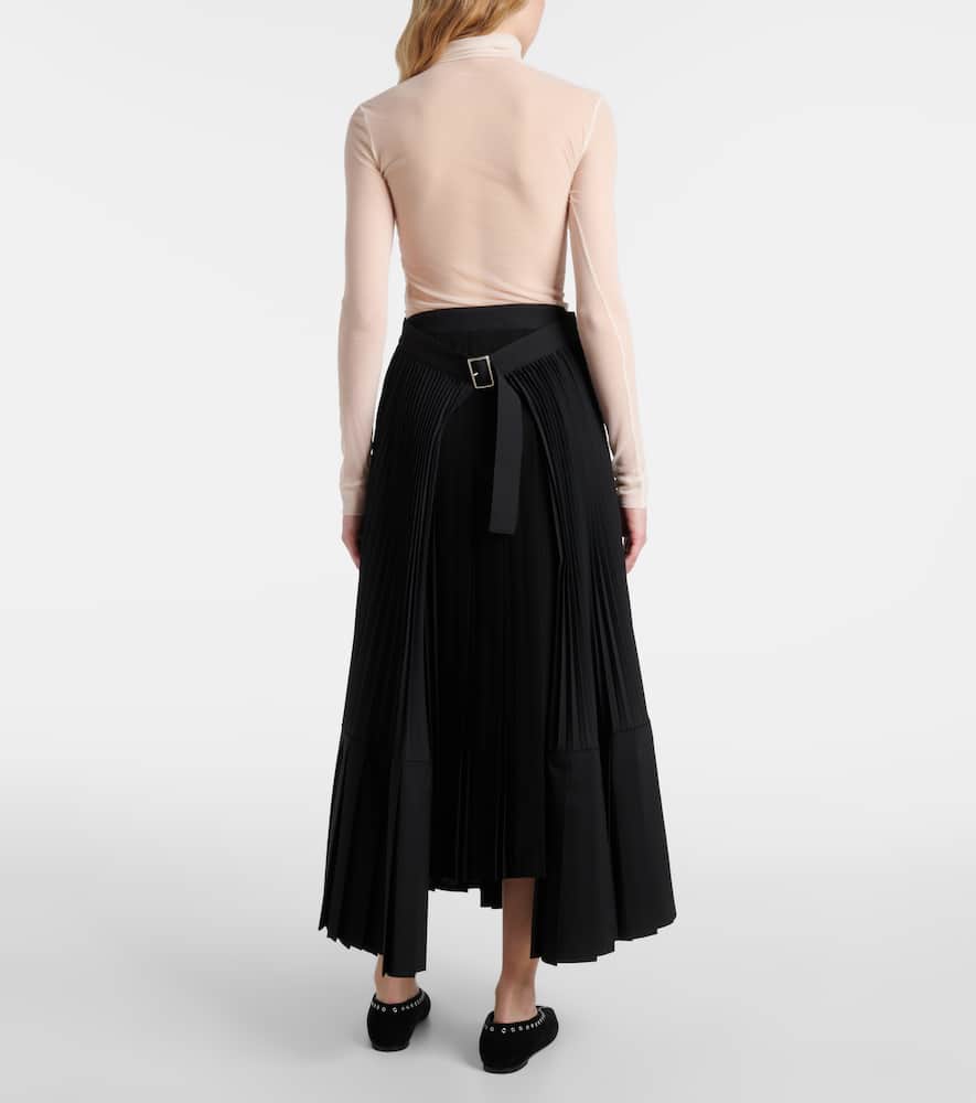 Plissé wool-blend maxi skirt