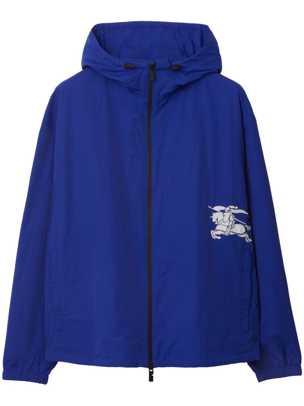 Equestrian Knight-appliqué hooded jacket - Blue