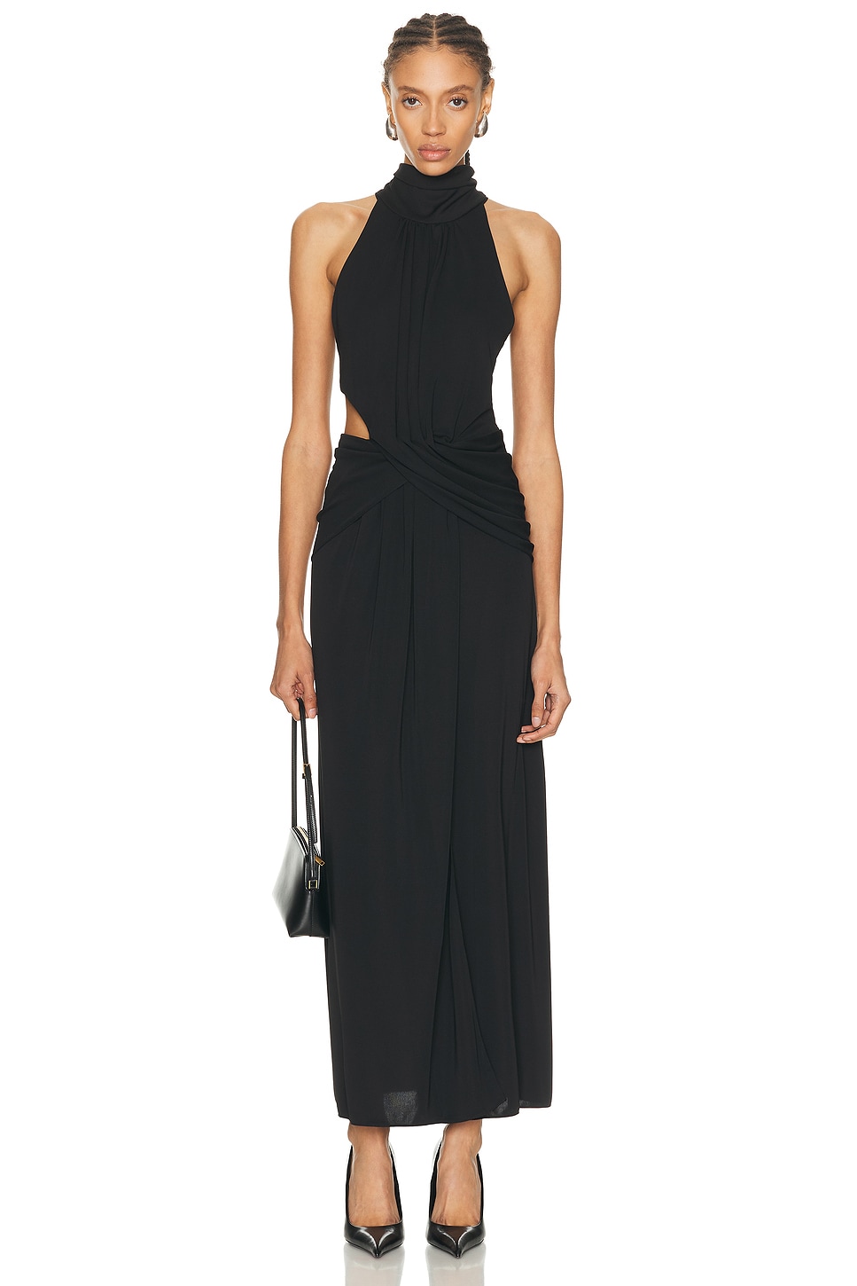 Johanna Ortiz Retro Drape Maxi Dress in Black - Black. 0 also