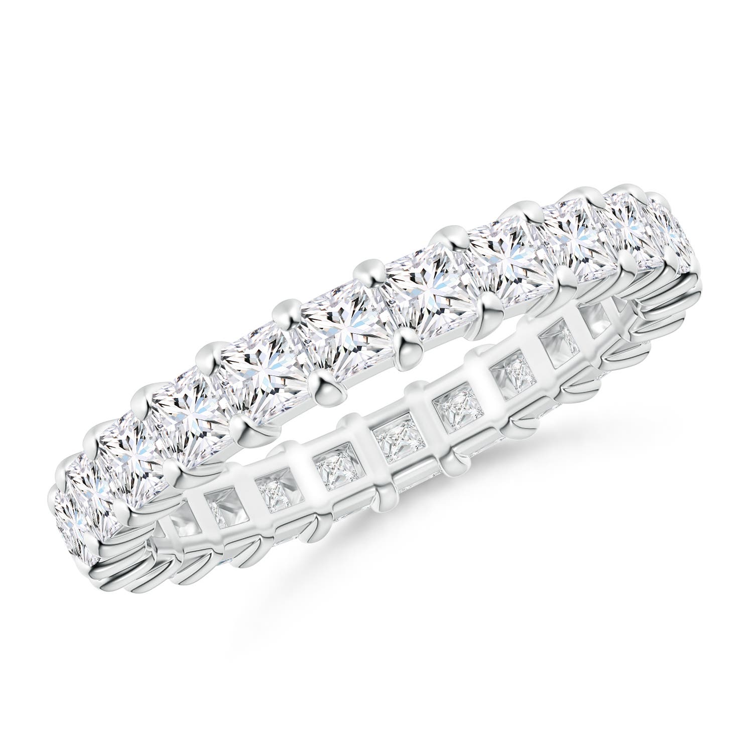 Angara 2.94 Carats Shared Prong-Set Princess-Cut Diamond Eternity Ring in 14K White Gold