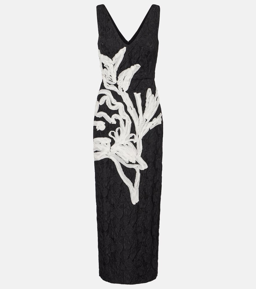 Floral jacquard midi dress