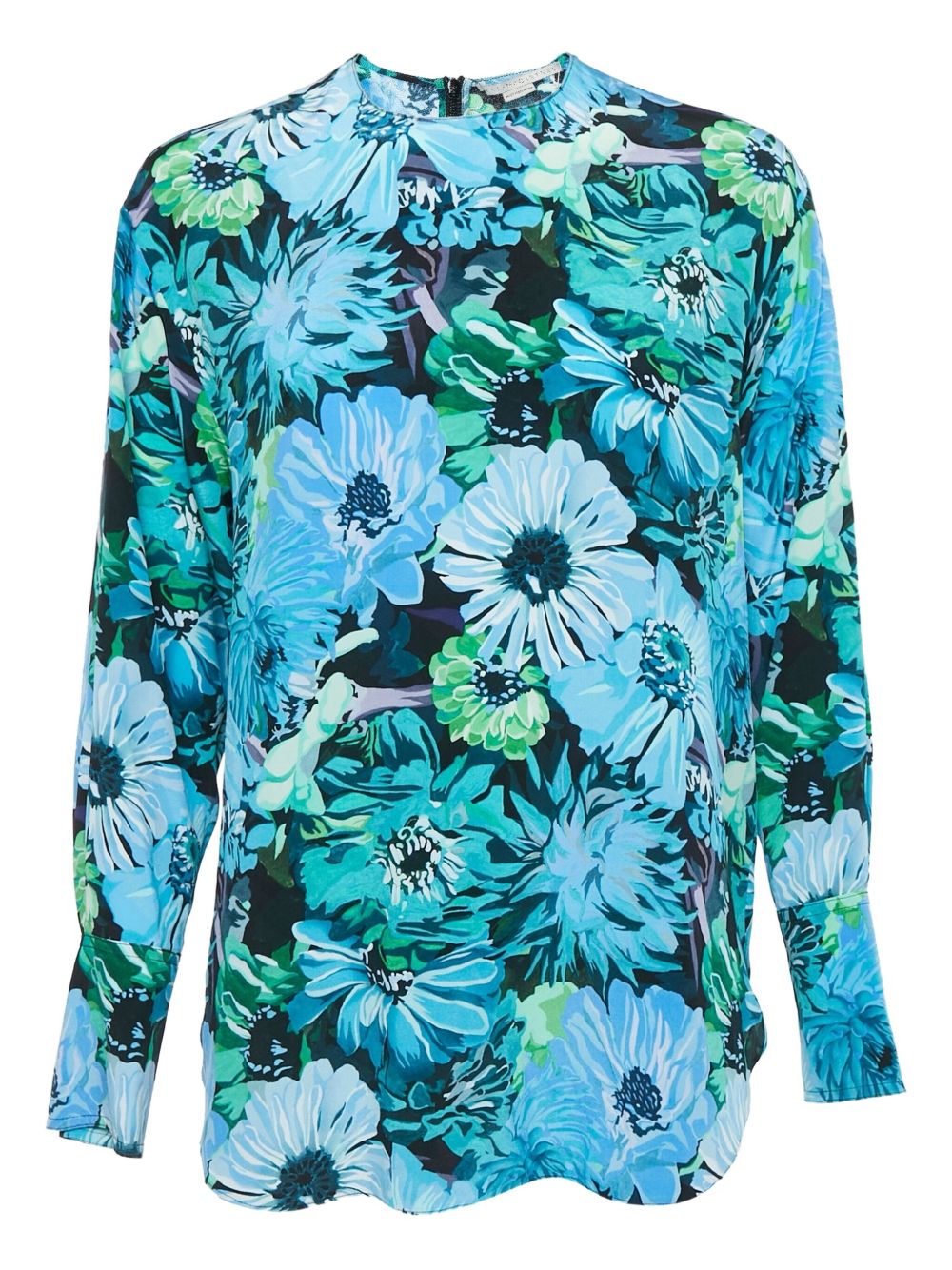 Floral print long-sleeves blouse - Blue