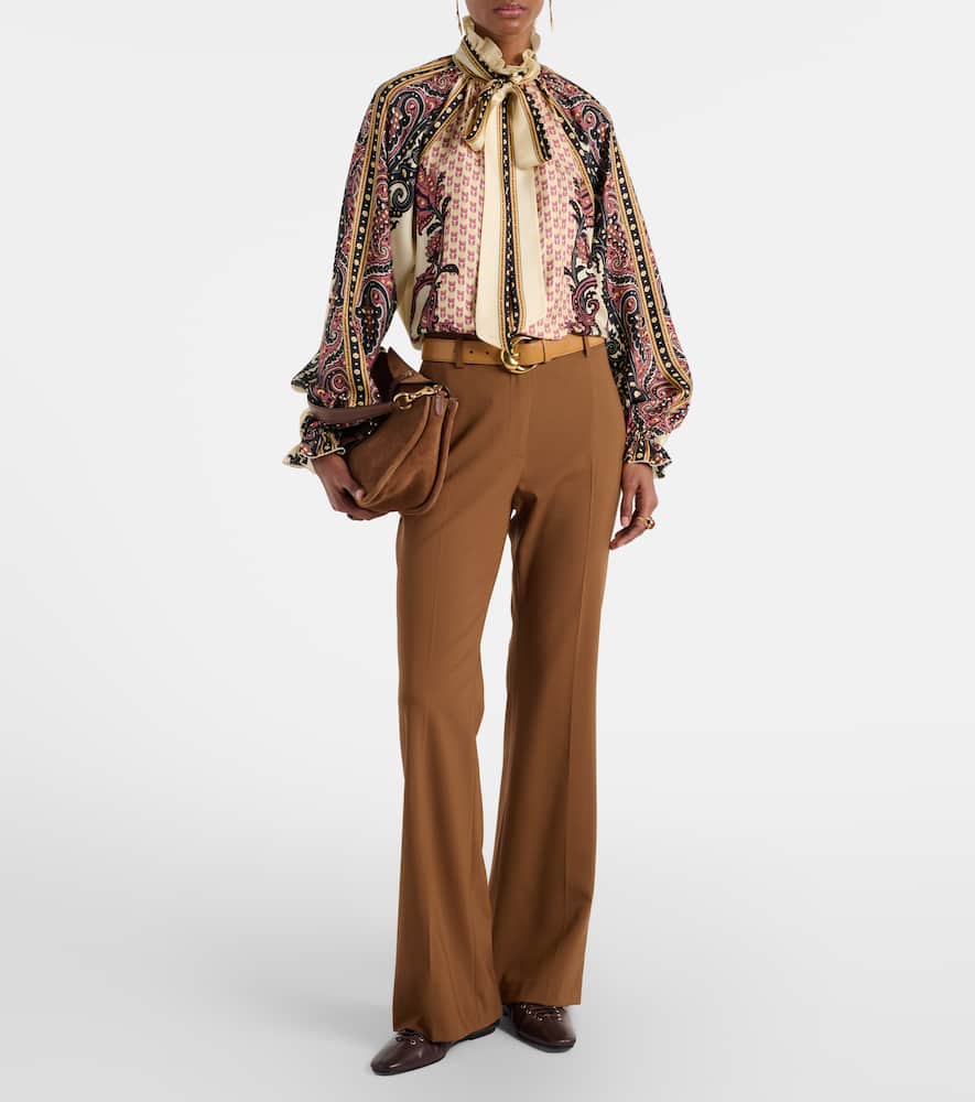 Printed silk twill blouse