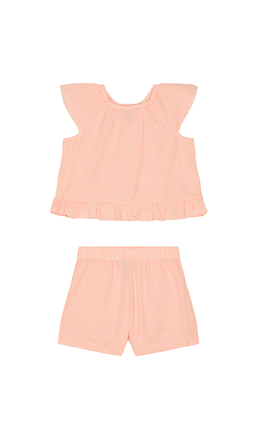 Polo Ralph Lauren Sleeveless Madras Ruffle Shirt With Short in Pink & Cream. 6 also , 3