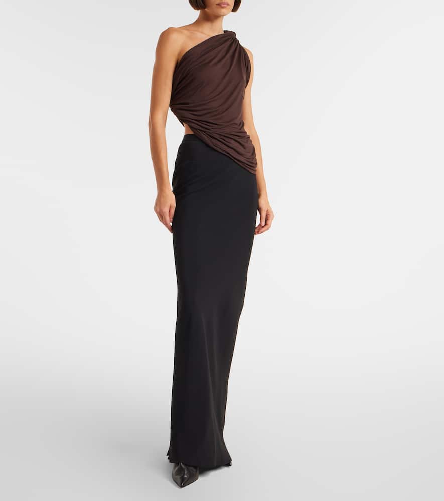 Draped knitted one-shoulder top