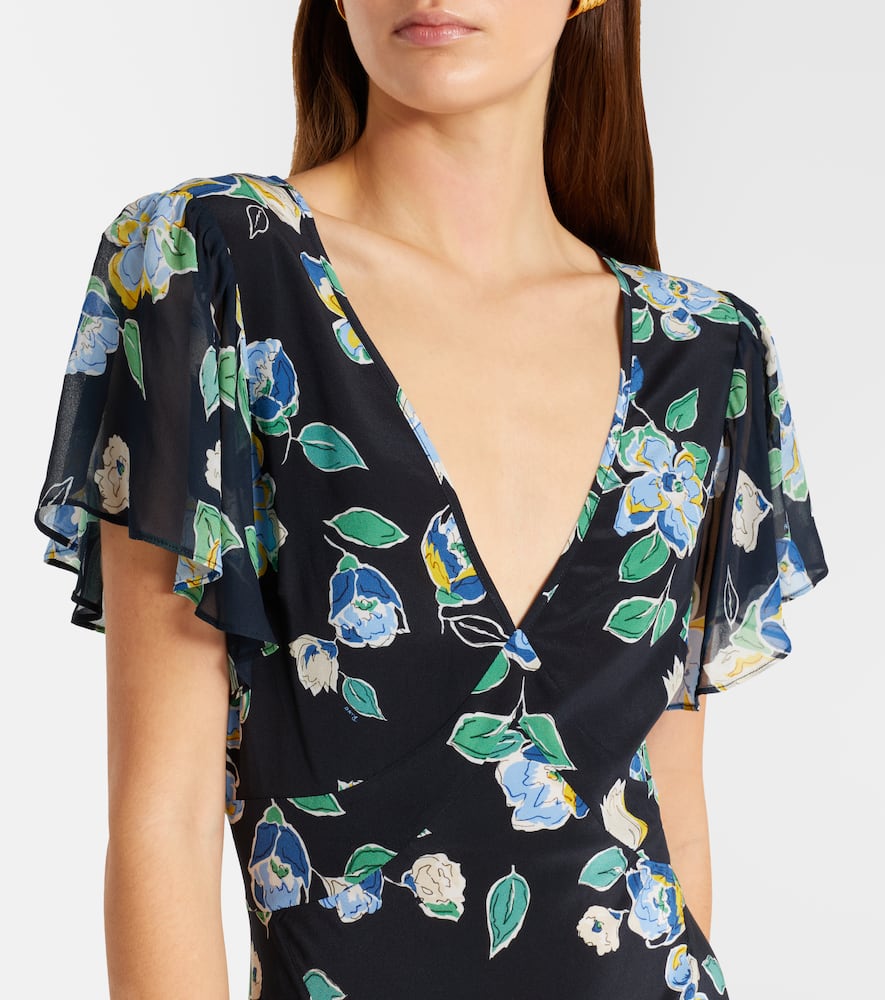 Kimmie floral ruffled silk midi dress