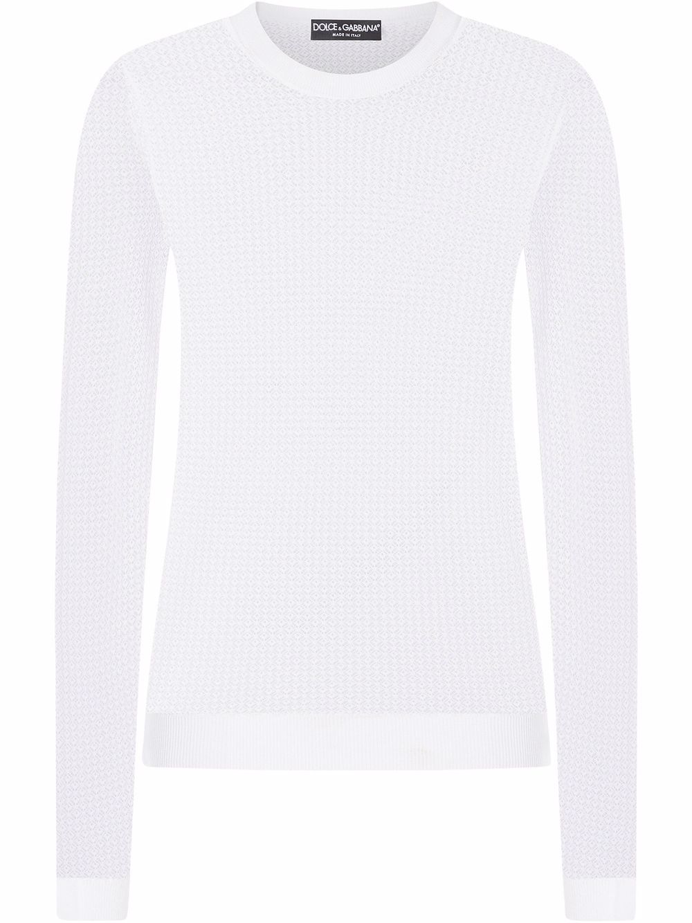 Semi-sheer lace-detail knitted top - White