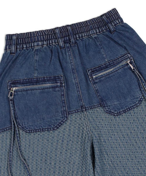 XP282 Square Jacquard Bermuda Denim Pants