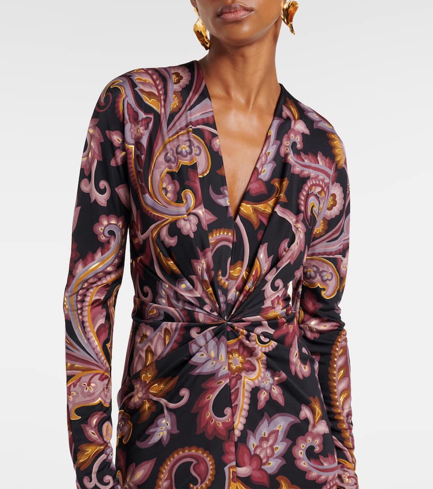 Paisley gathered midi dress