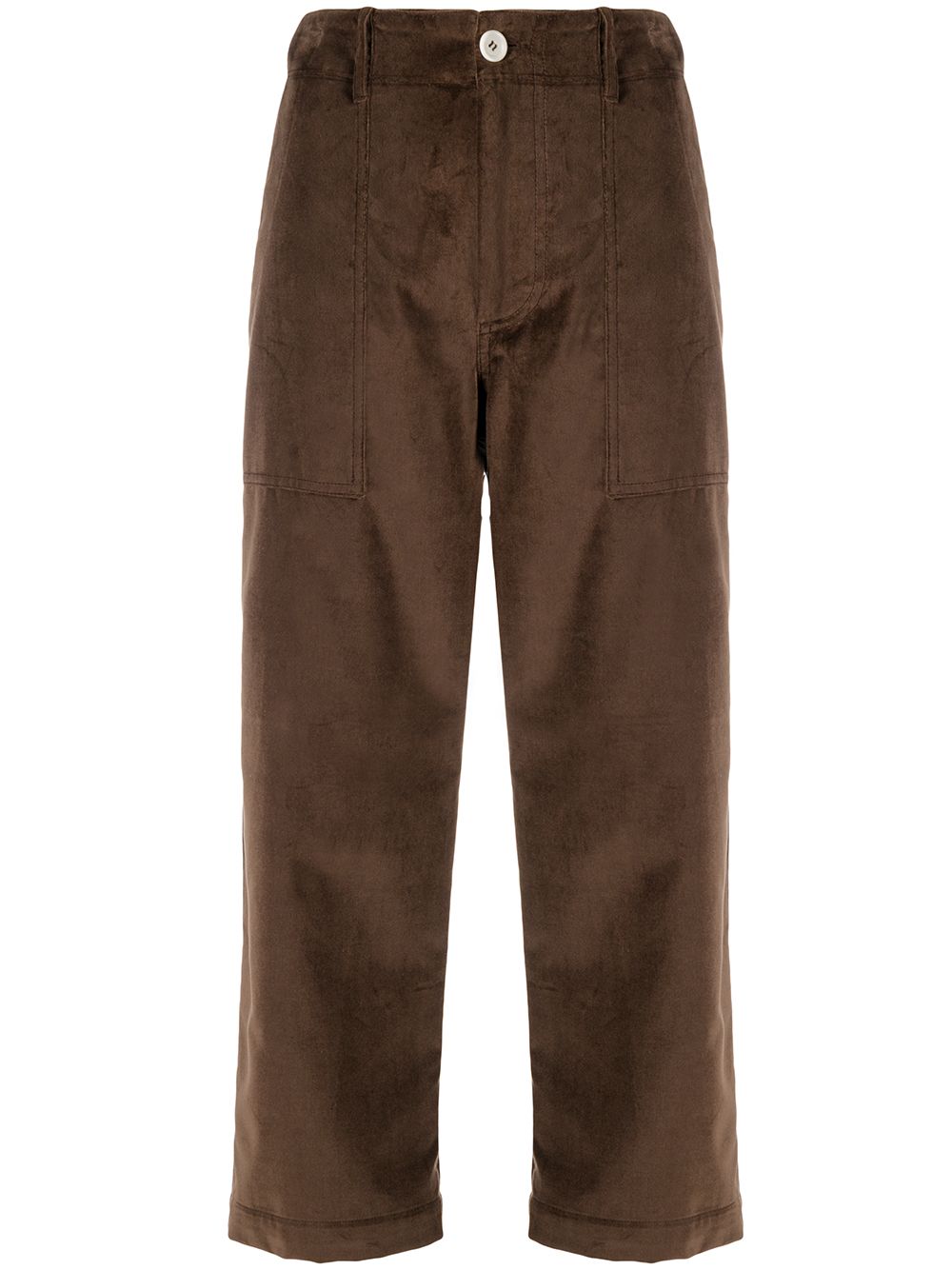 Cropped straight-leg trousers - Brown
