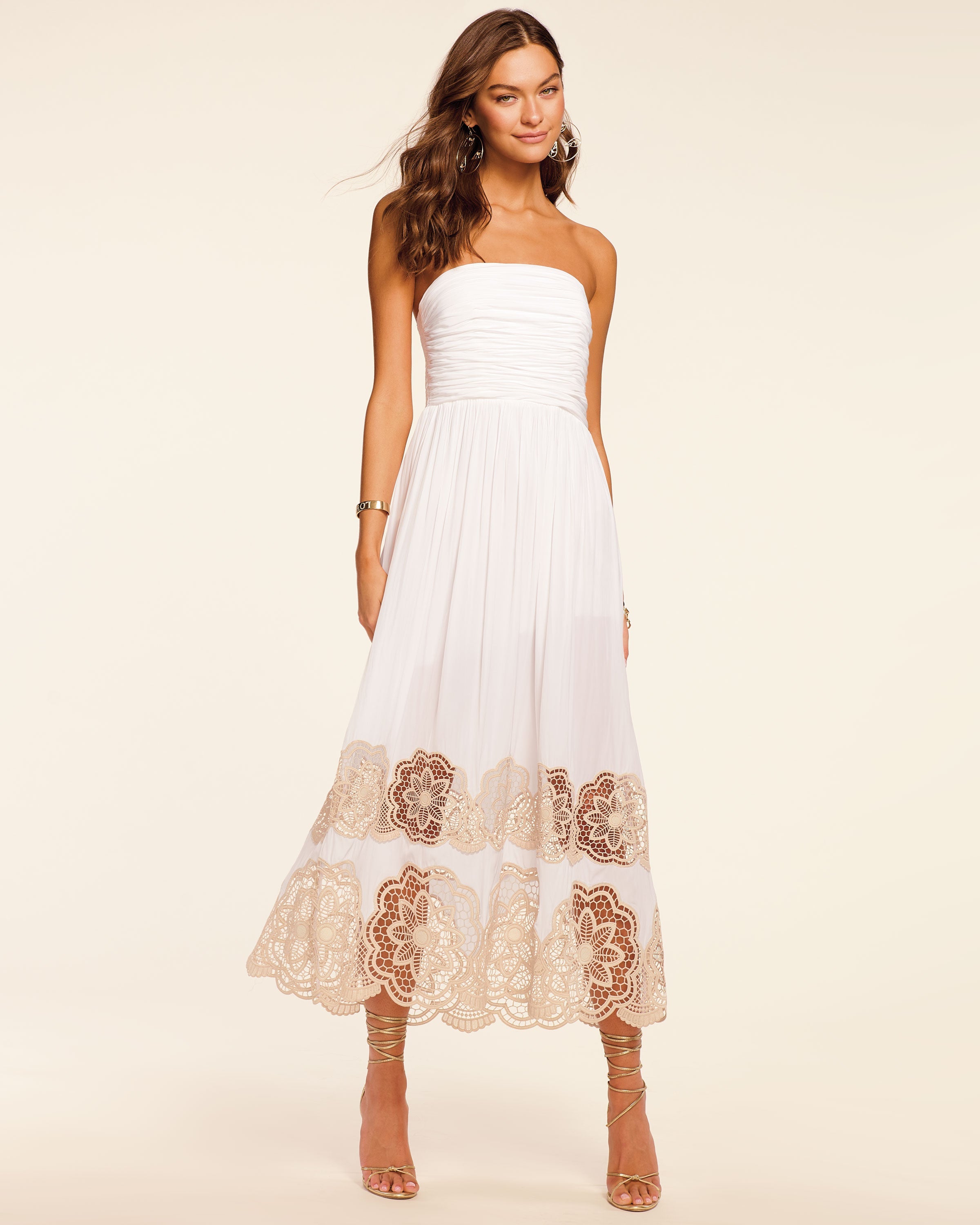 Milani Embellished Strapless Maxi Dress in Ivory