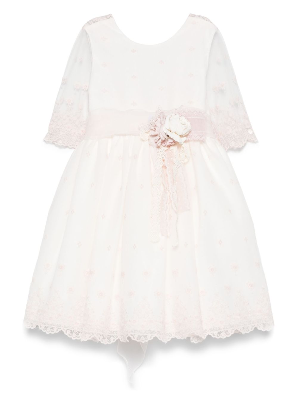 Floral-appliqué dress - Pink