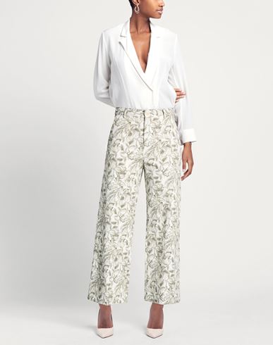 Woman Pants White Size 8 Cotton, Elastane