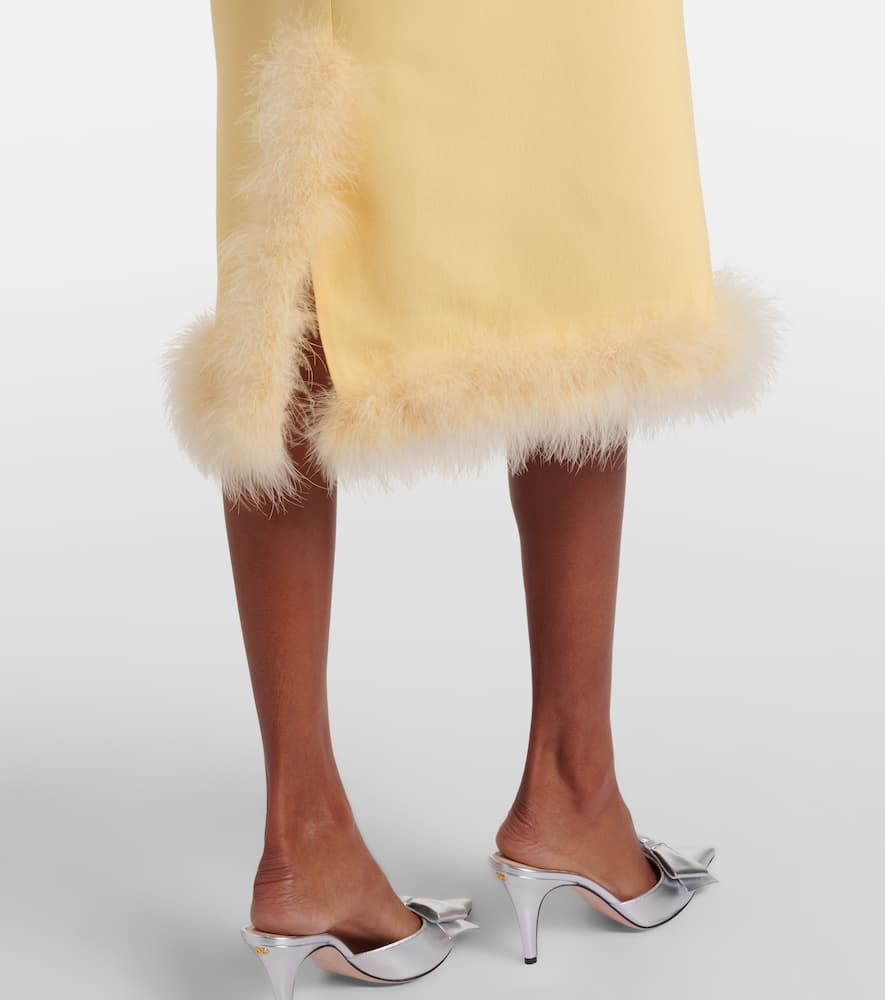 Crepe Couture feather-trimmed pencil skirt