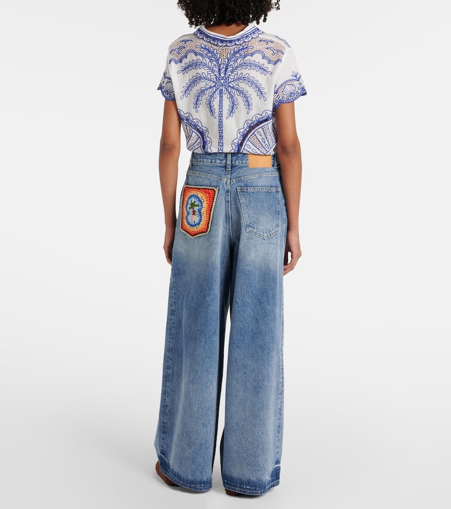 Sunny Crochet wide-leg jeans