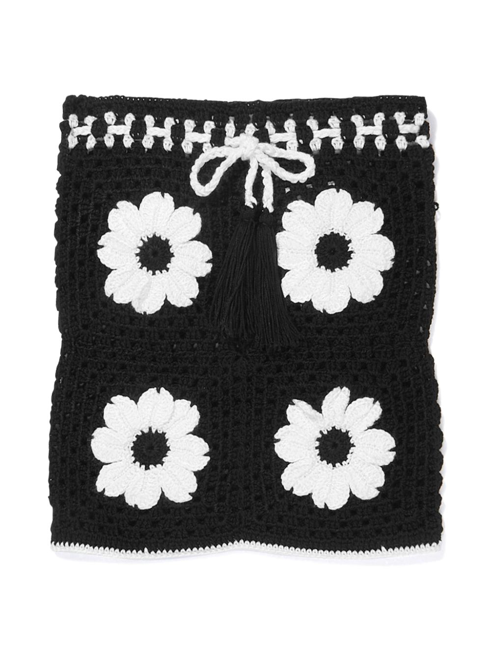 Floral crochet-knit skirt - Black