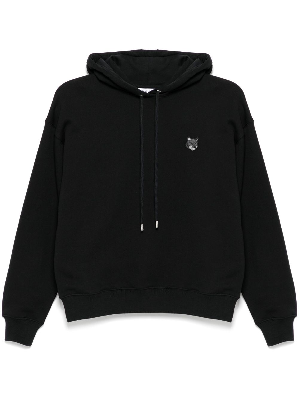 Bold-fox-head-patched hoodie - Black