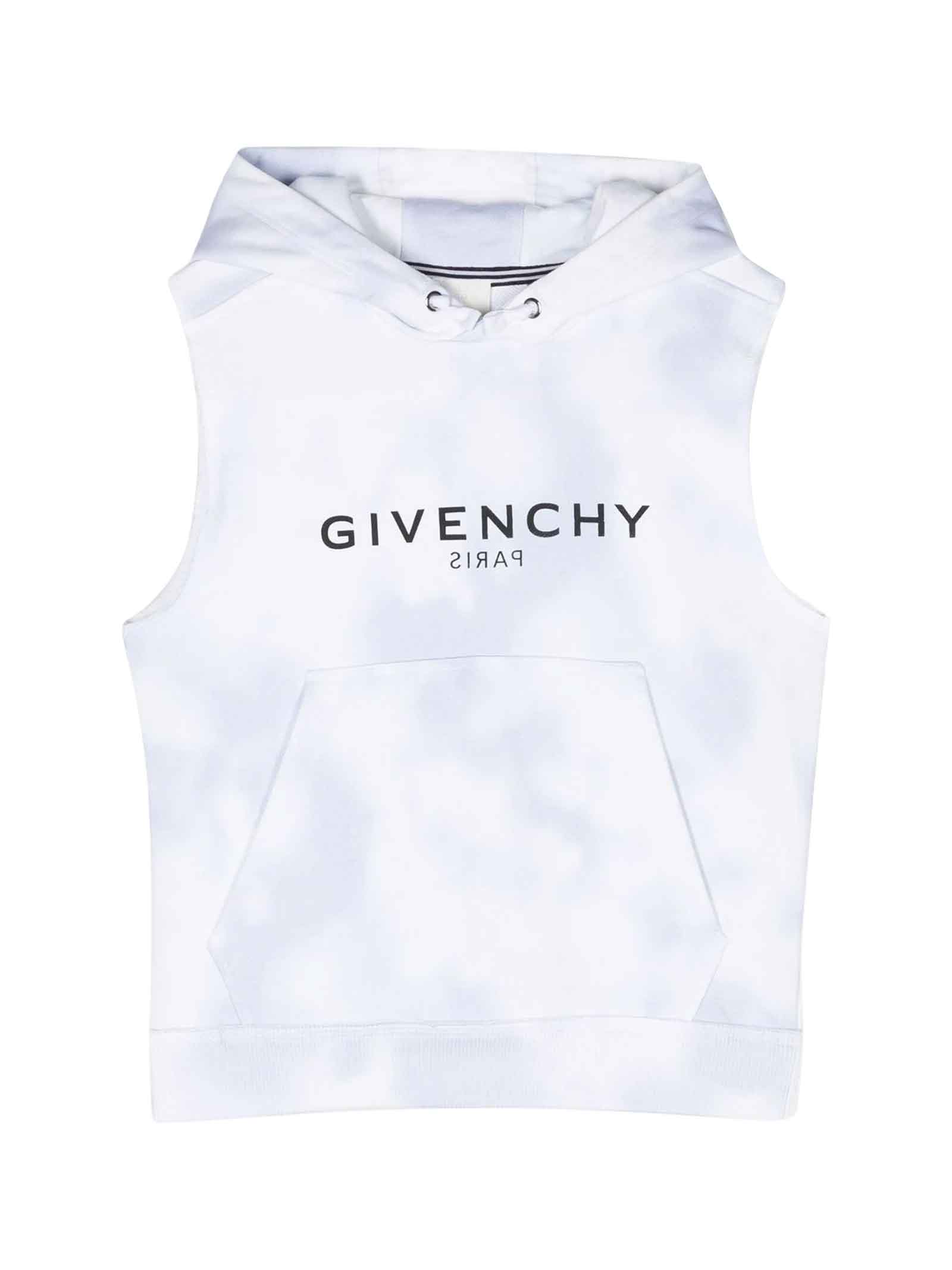 Cloud-effect sleeveless hoodie - White