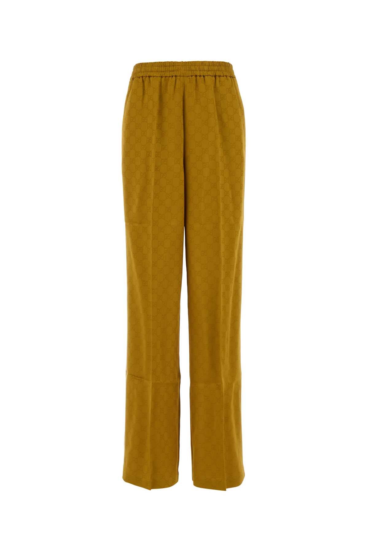 Jacquard Viscose-Acetate Joggers — Mustard