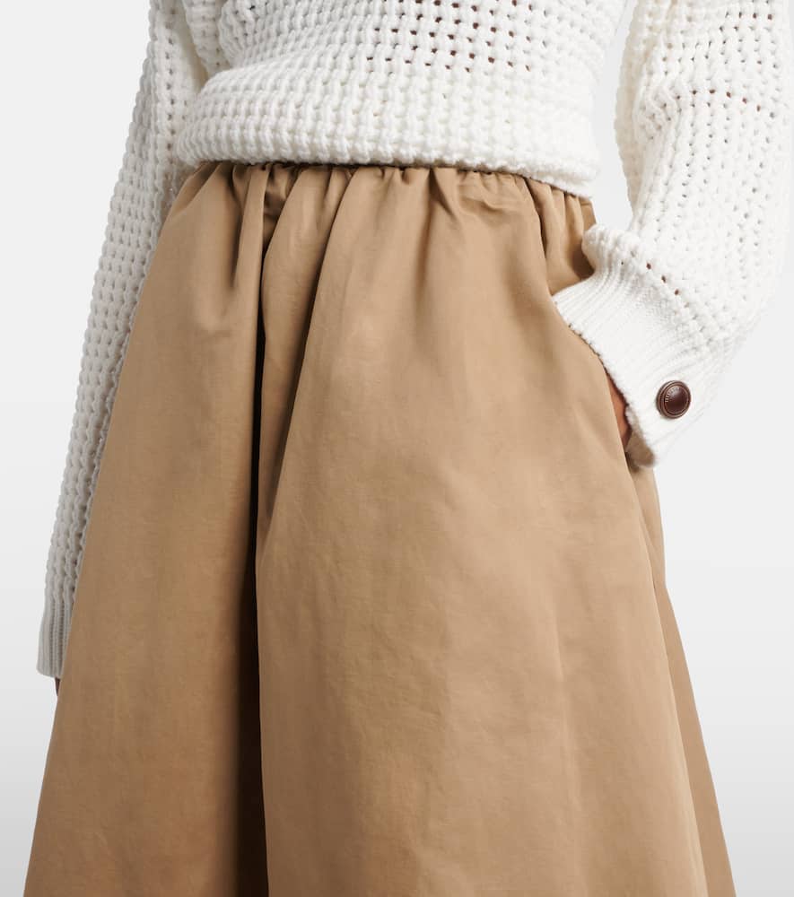 Cotton-blend midi skirt