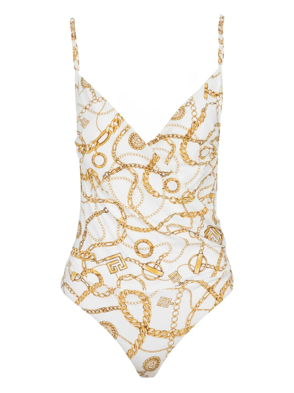 Chain-Print Swimsuit — White