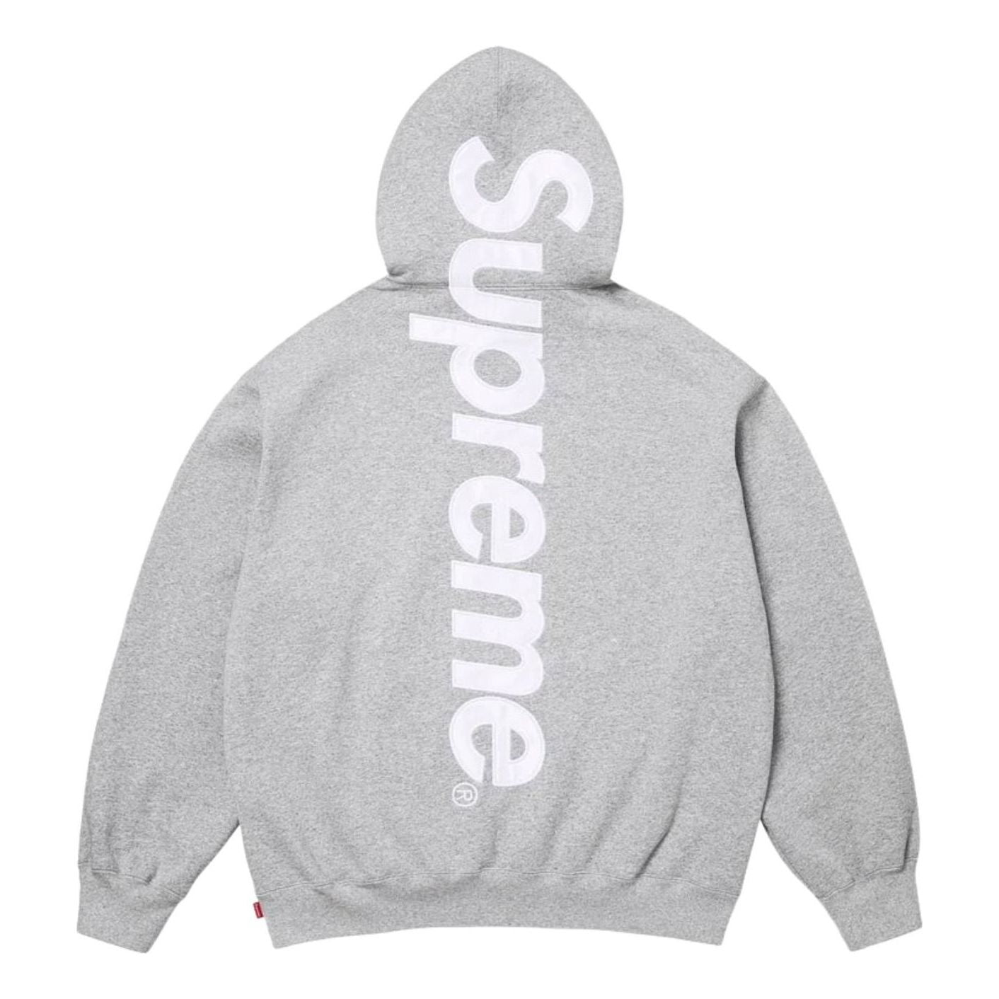 SS26 Satin Appliqué Hooded Sweatshirt 'Heather Grey'