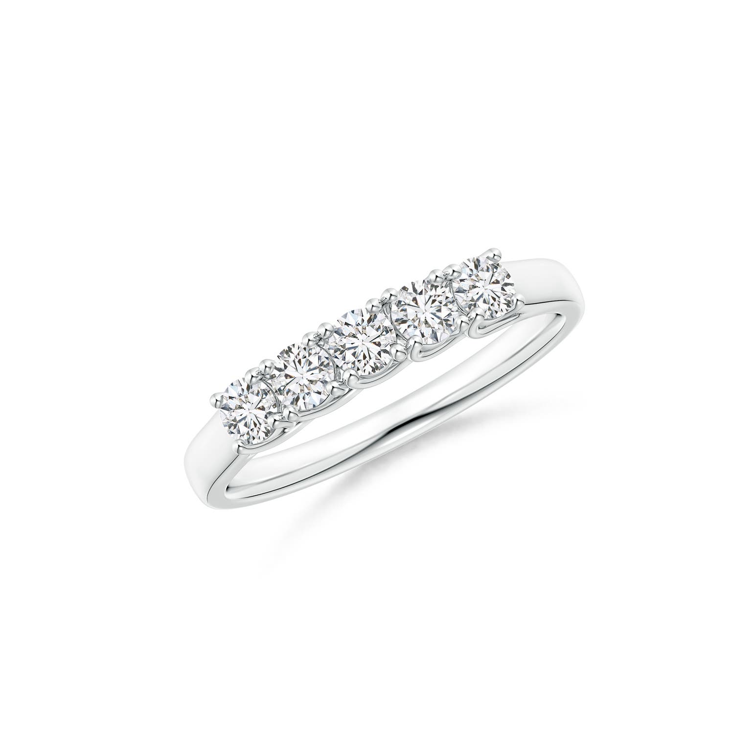 Angara 0.43 Carat Half Eternity Five Stone Diamond Wedding Band in Platinum