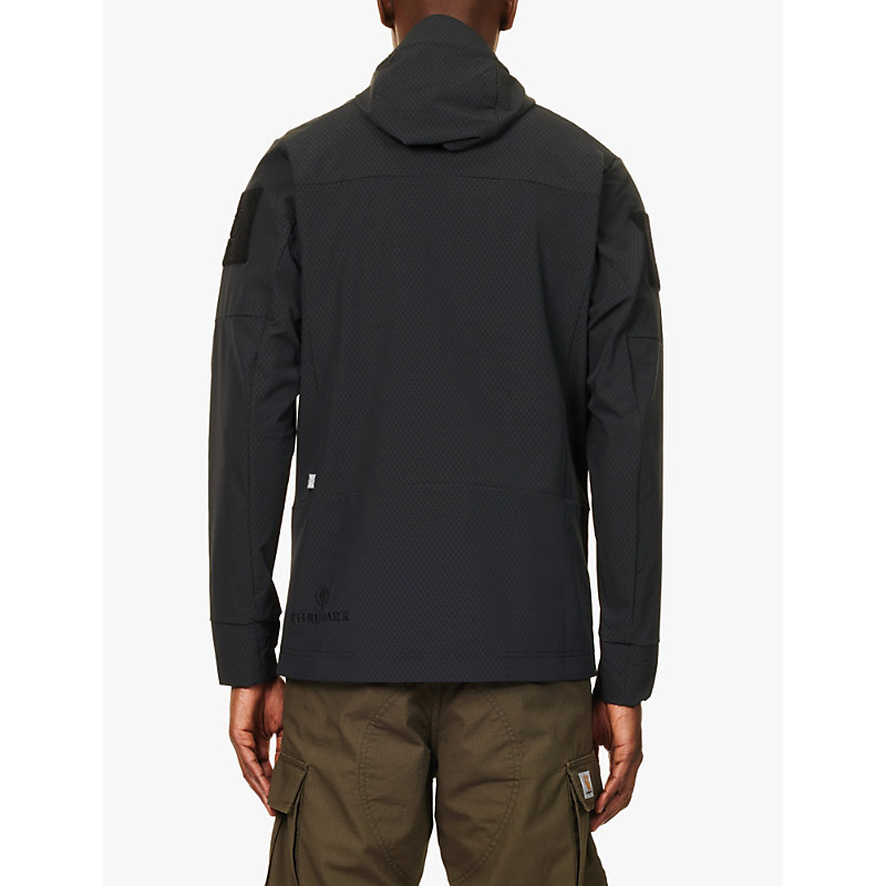 Mens Black Veles Brand-patch Stretch-shell Hooded Jacket 