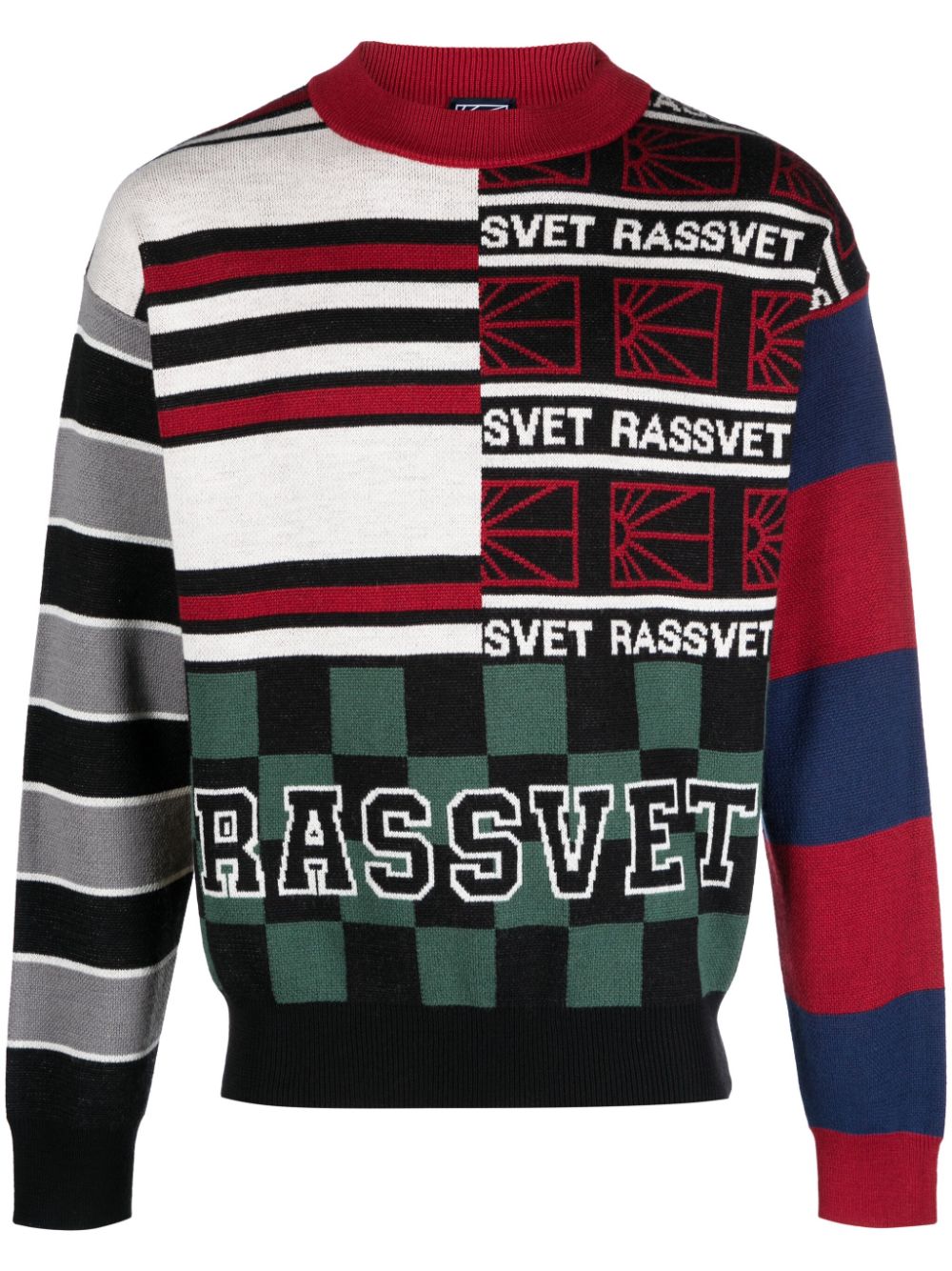 Intarsia-knit wool-blend jumper - Black