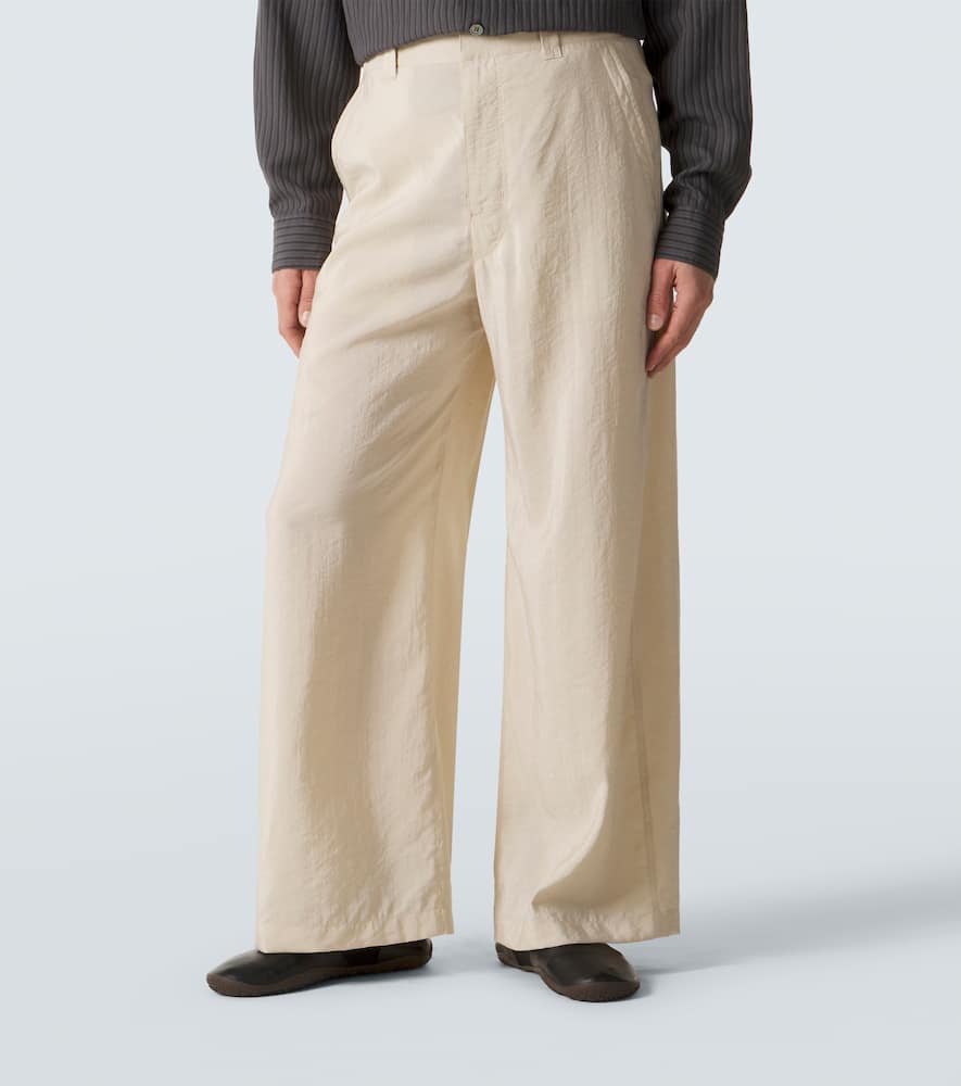 Silk-blend wide-leg pants