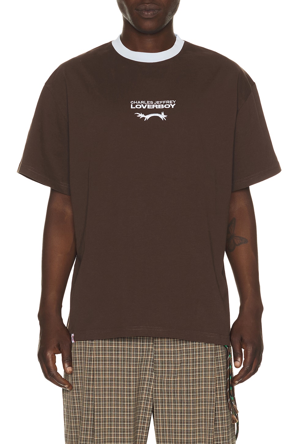 Charles Jeffrey LOVERBOY SHIRT in Brown & Light Blue - Brown. L also in M, XL/1X