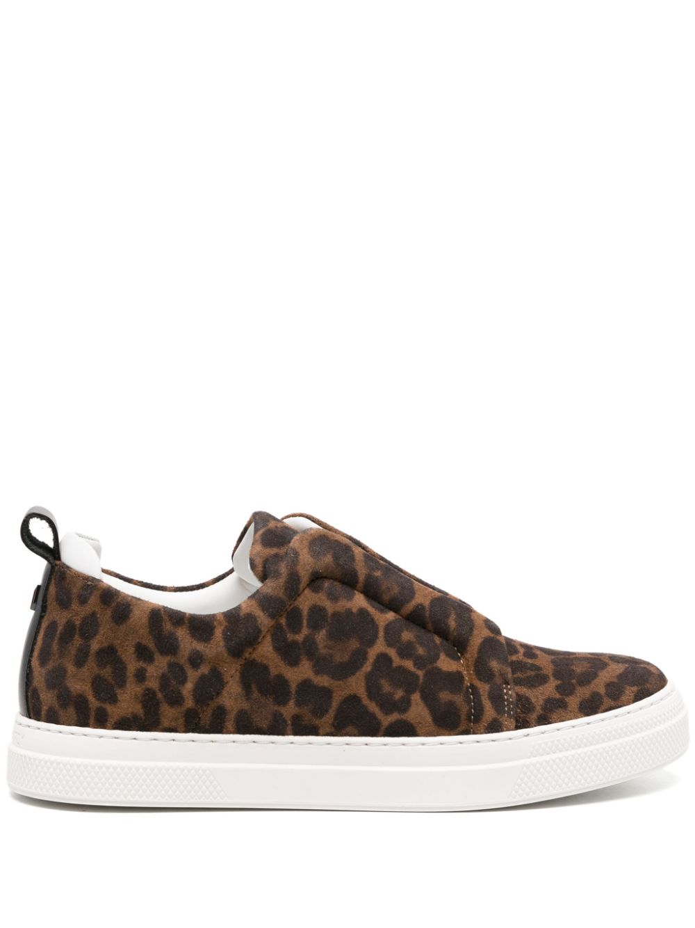 Baskets Slider leopard-pattern suede sneakers - Brown