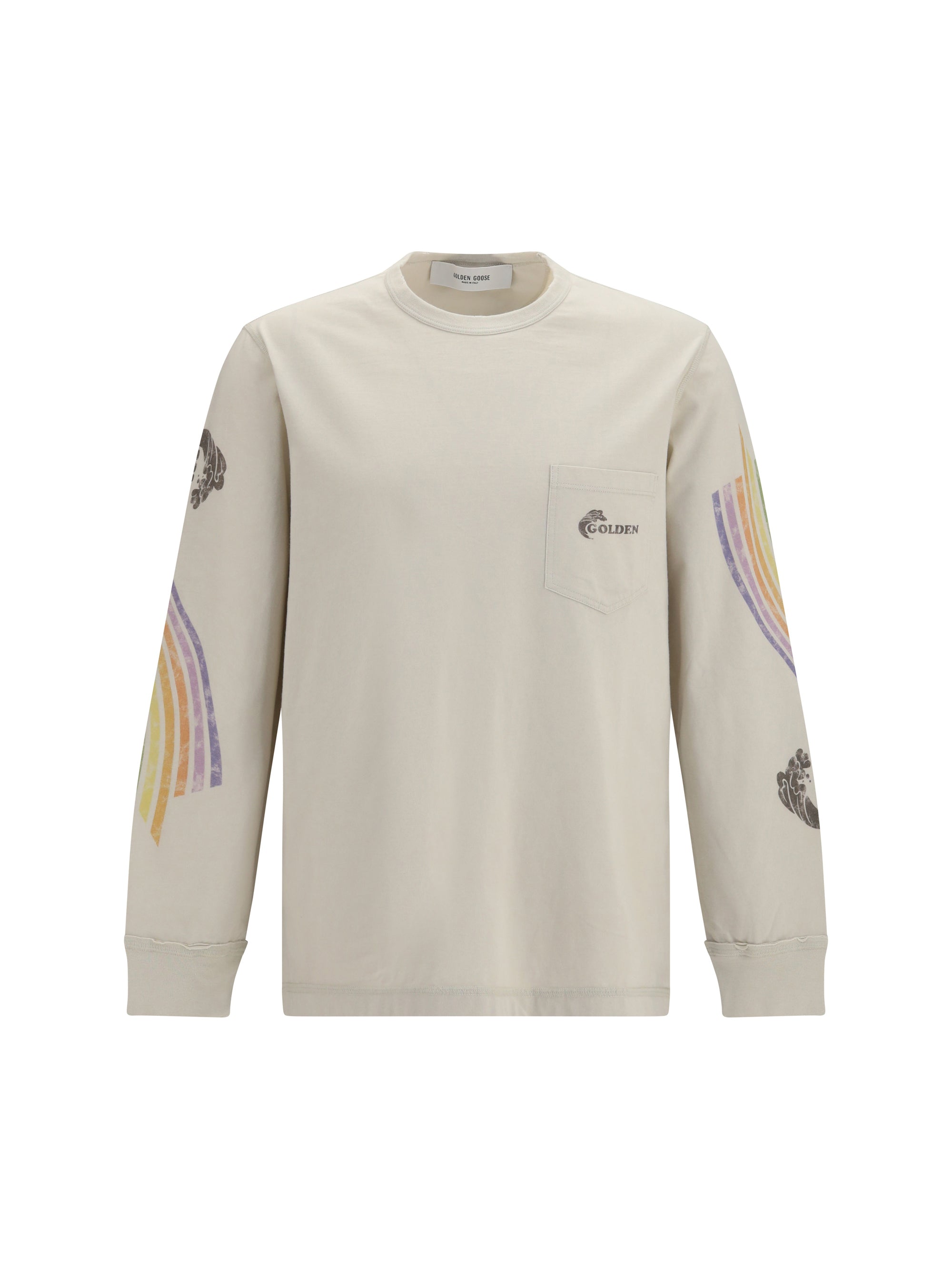 Asymmetric Print Sweatshirt — Beige
