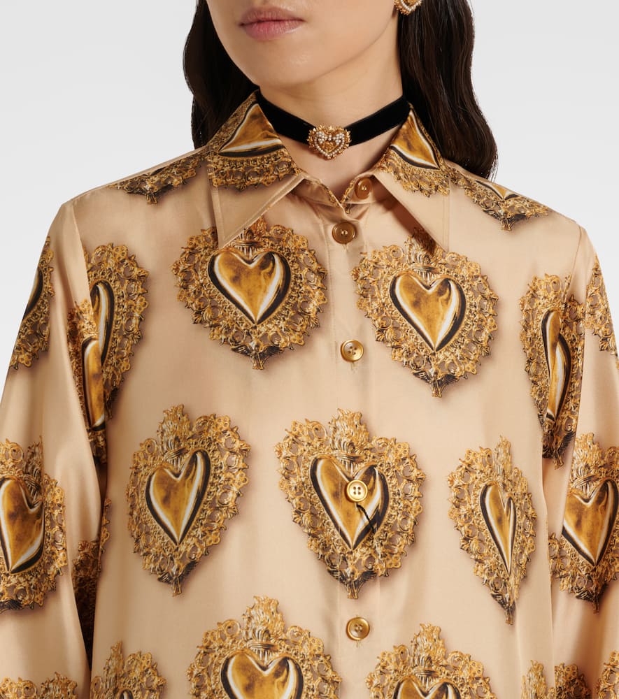 Printed silk shirt dress