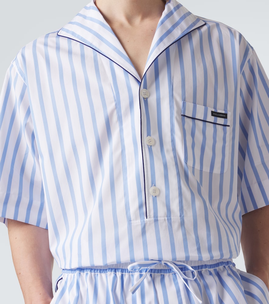 Striped cotton and silk poplin shirt