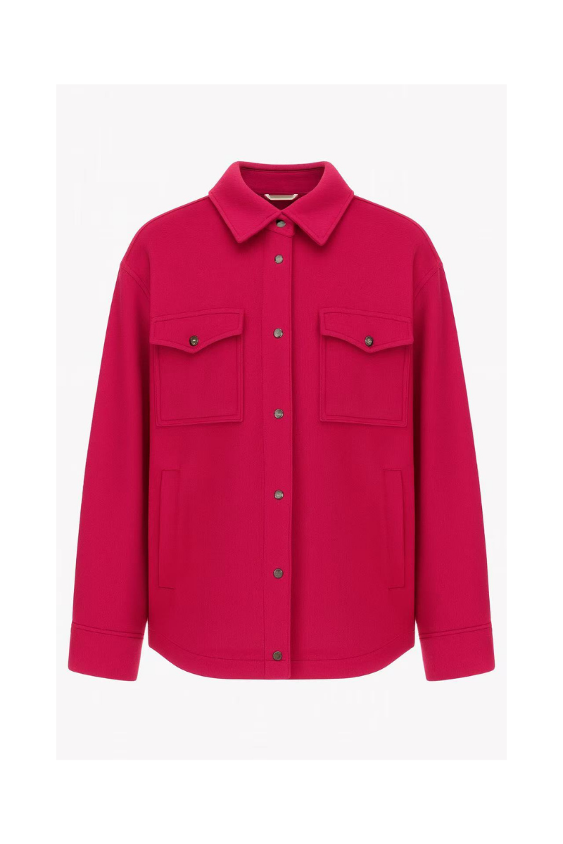 Light Boiled Wool Overshirt — Pink